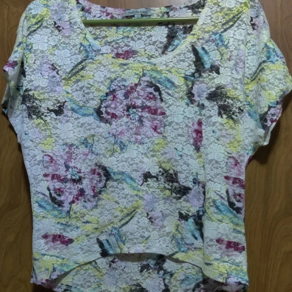 Charlotte Russe Lace Floral Shirt Size Small